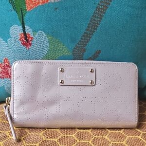 Kate Spade Neda Metallic Silver Perforated Wallet